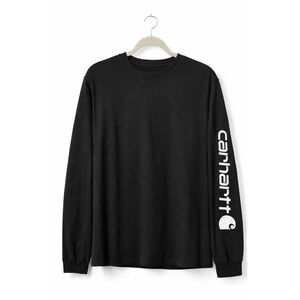Carhartt Loose Fit 1X Black Long Sleeve Logo Sleeve Tee Shirt Workwear